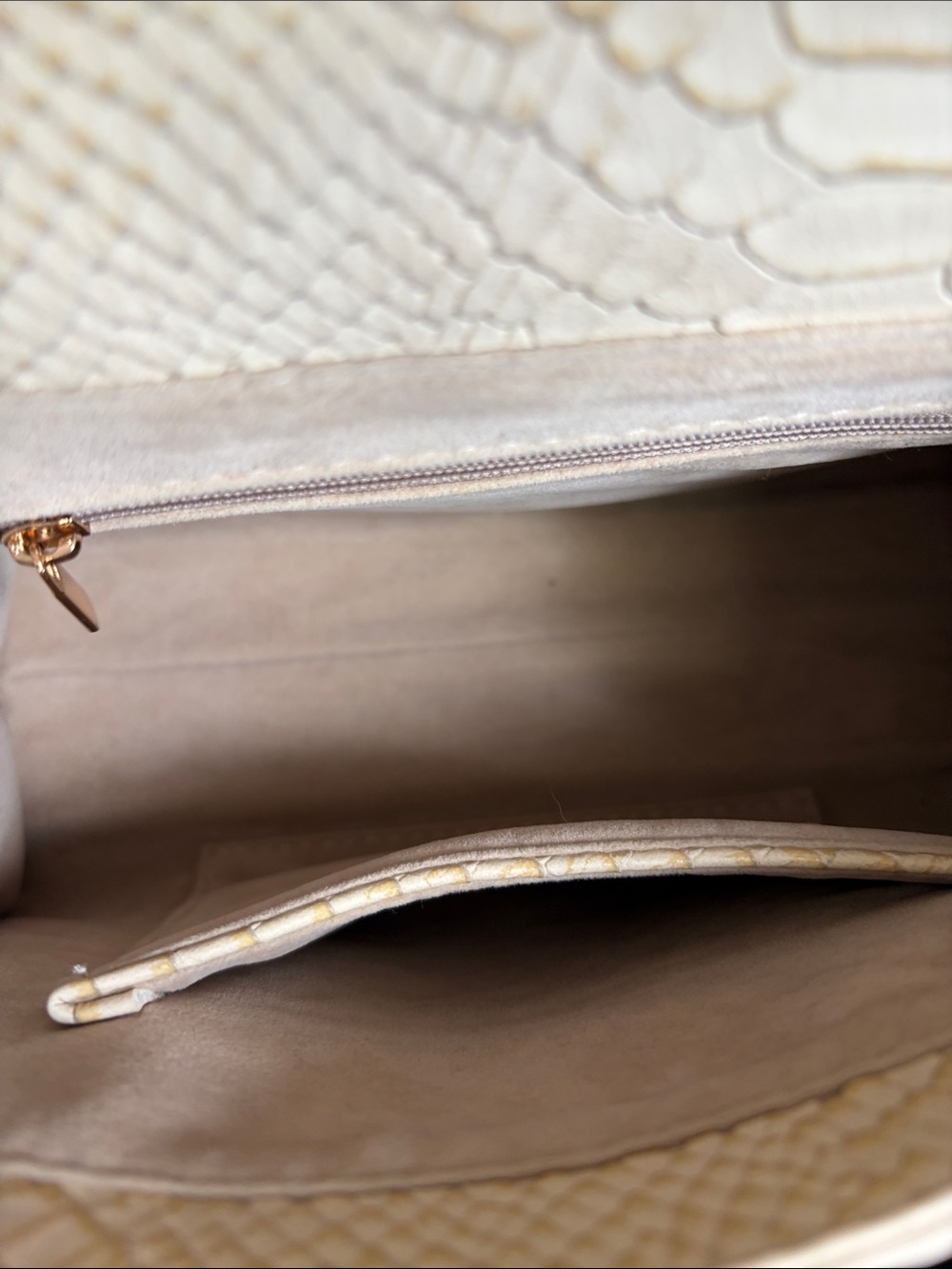 LTL London Cream Python-Embossed Top Handle Bag - Picture 12 of 16